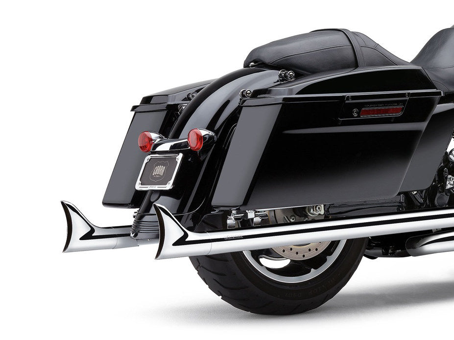 Cobra Speedster Dual Exhaust – Chrome With Fishtail Tips. Fits Touring 2017 - 2023